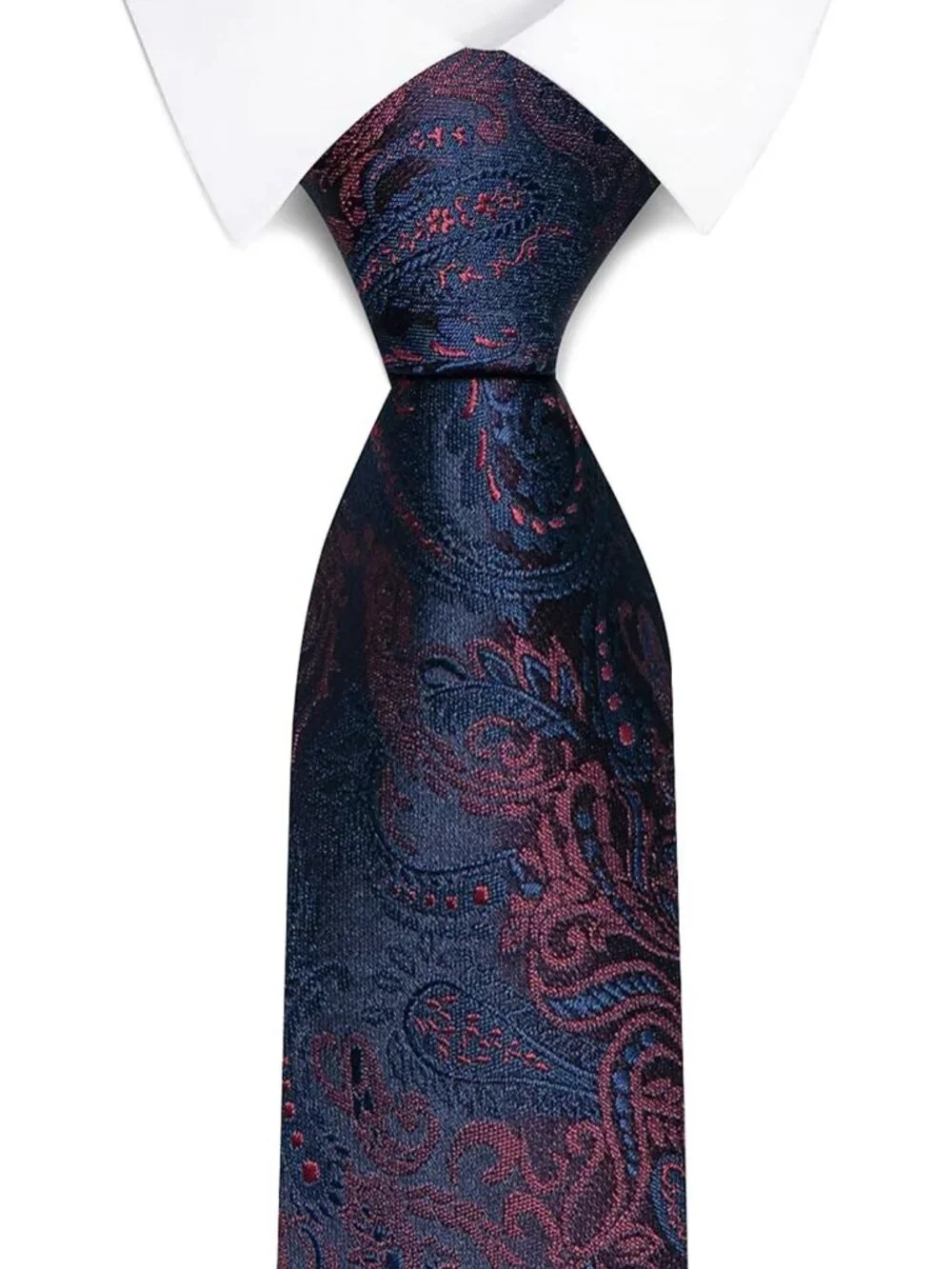 🆕Men's Red-Blue 100% Microfiber Paisley Slim Formal Necktie For Wedding Dress